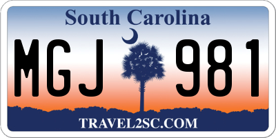 SC license plate MGJ981