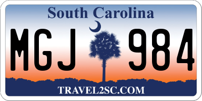 SC license plate MGJ984