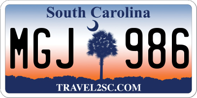 SC license plate MGJ986