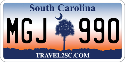 SC license plate MGJ990