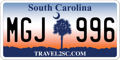SC license plate MGJ996