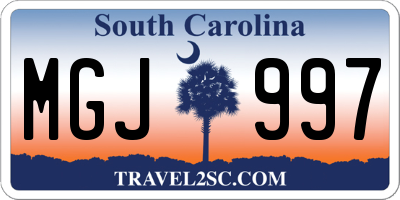 SC license plate MGJ997