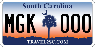 SC license plate MGK000