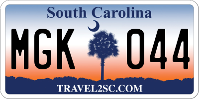 SC license plate MGK044