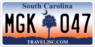 SC license plate MGK047