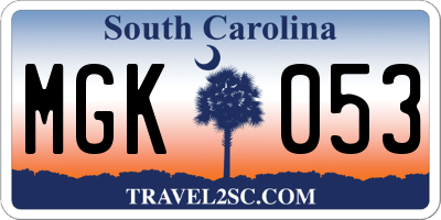 SC license plate MGK053