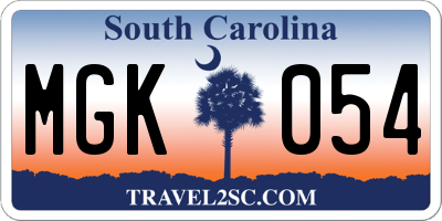 SC license plate MGK054