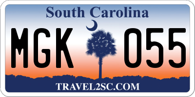 SC license plate MGK055