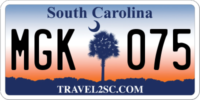 SC license plate MGK075