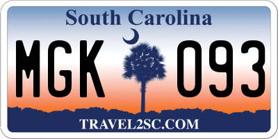SC license plate MGK093