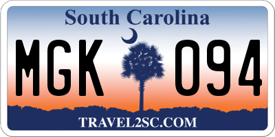 SC license plate MGK094