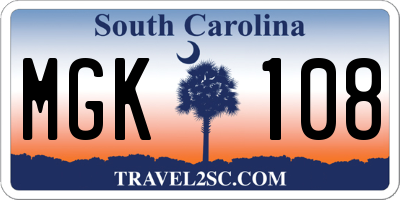 SC license plate MGK108