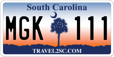 SC license plate MGK111