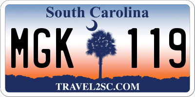 SC license plate MGK119