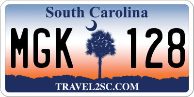 SC license plate MGK128