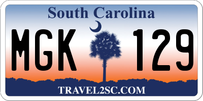 SC license plate MGK129