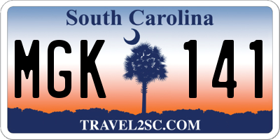 SC license plate MGK141