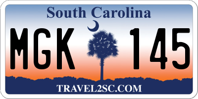 SC license plate MGK145