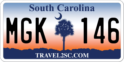 SC license plate MGK146