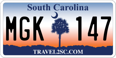 SC license plate MGK147