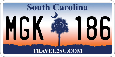 SC license plate MGK186