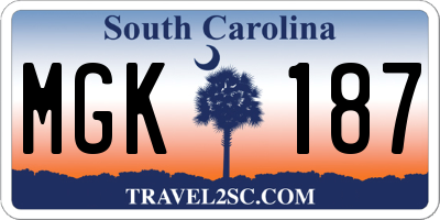 SC license plate MGK187
