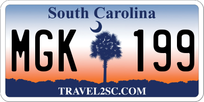 SC license plate MGK199