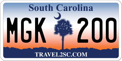 SC license plate MGK200