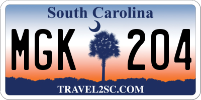 SC license plate MGK204