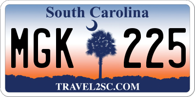 SC license plate MGK225