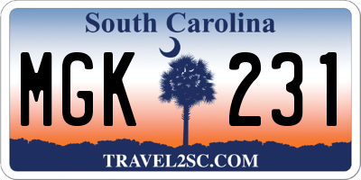 SC license plate MGK231