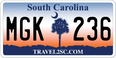 SC license plate MGK236