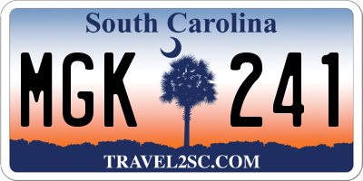 SC license plate MGK241