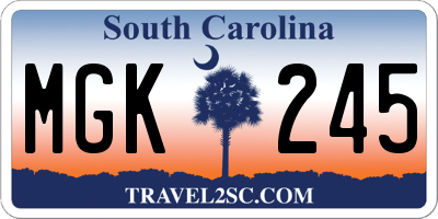SC license plate MGK245