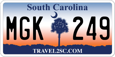 SC license plate MGK249