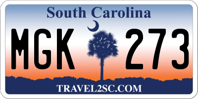 SC license plate MGK273