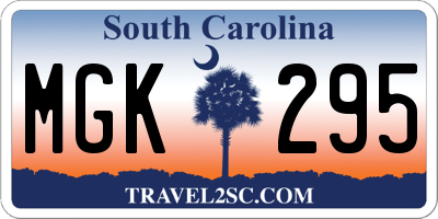 SC license plate MGK295