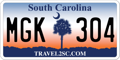 SC license plate MGK304
