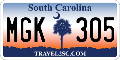 SC license plate MGK305
