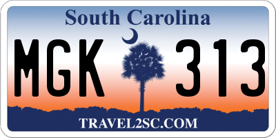 SC license plate MGK313