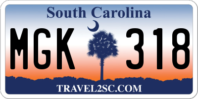 SC license plate MGK318