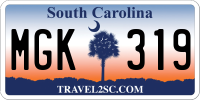 SC license plate MGK319