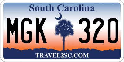 SC license plate MGK320