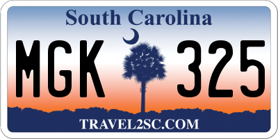 SC license plate MGK325