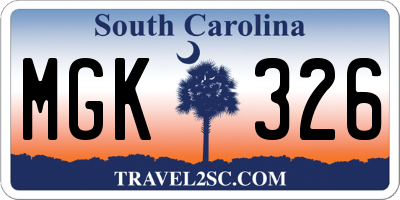 SC license plate MGK326