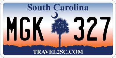 SC license plate MGK327