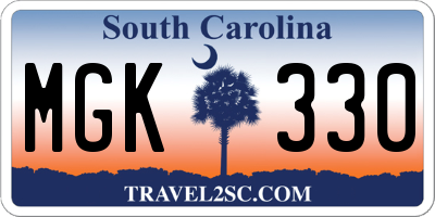 SC license plate MGK330