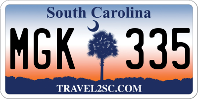SC license plate MGK335