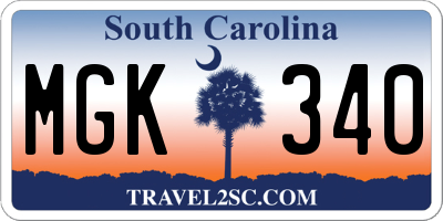 SC license plate MGK340