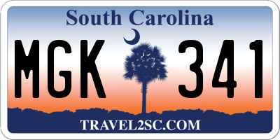 SC license plate MGK341